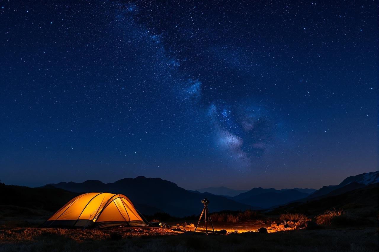 露营拍摄：在星空下架起三脚架